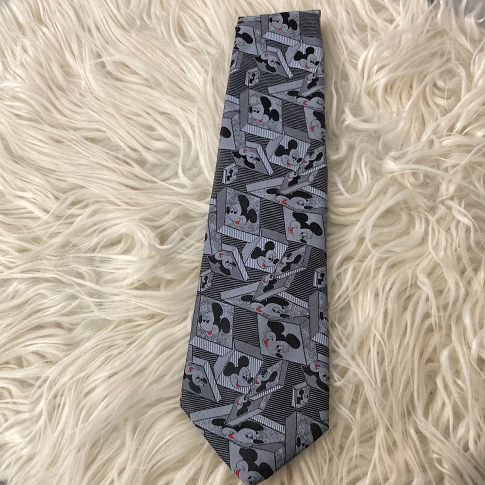Vintage Balancine The Tie Works Micky Mouse Necktie Blue-Gray USA Made